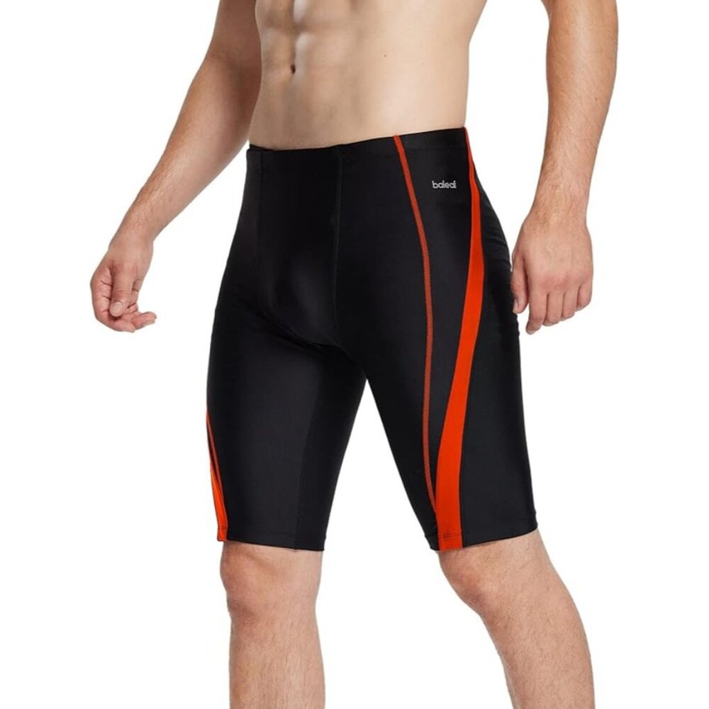 Baleaf Men Swim Shorts Athletic Swimwear Lap Racing Black & Red UPF 50 Sz S NWT